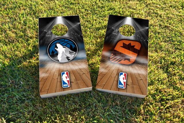 NBA Team (Minnesota Timberwolves 2) Themed Custom Cornhole Board Design