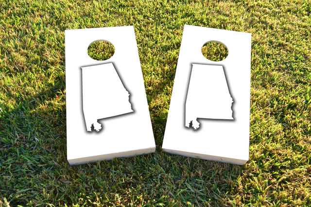 Alabama White Themed Custom Cornhole Board Design