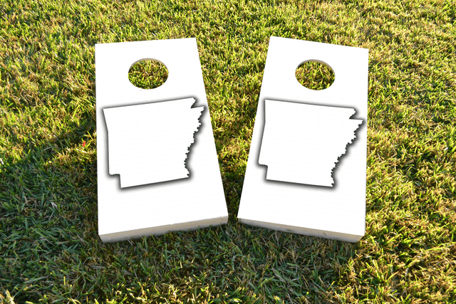 White Arkansas Themed Custom Cornhole Board Design