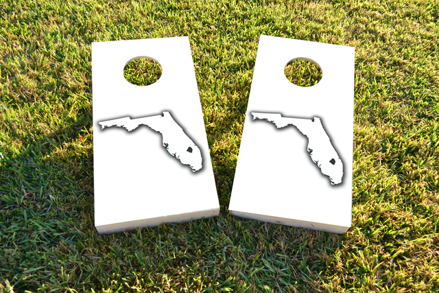 White Florida Themed Custom Cornhole Board Design
