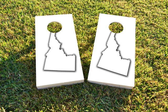 White Idaho Themed Custom Cornhole Board Design