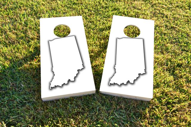 White Indiana Themed Custom Cornhole Board Design