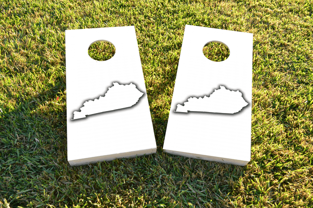 White Kentucky Themed Custom Cornhole Board Design