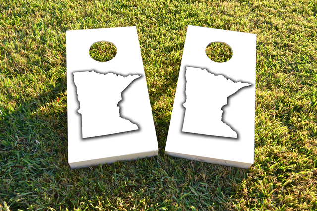 White Minnesota Themed Custom Cornhole Board Design