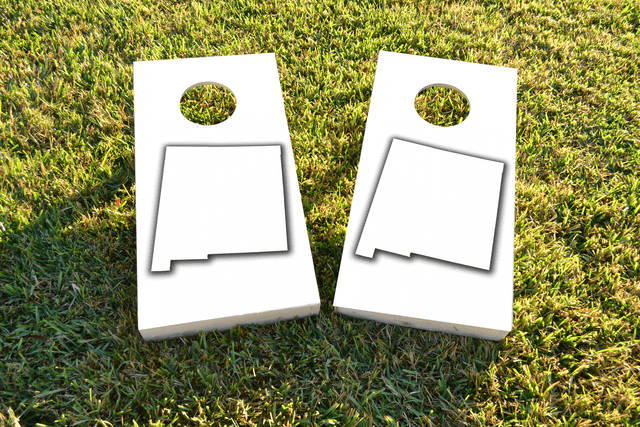 White New Mexico Themed Custom Cornhole Board Design