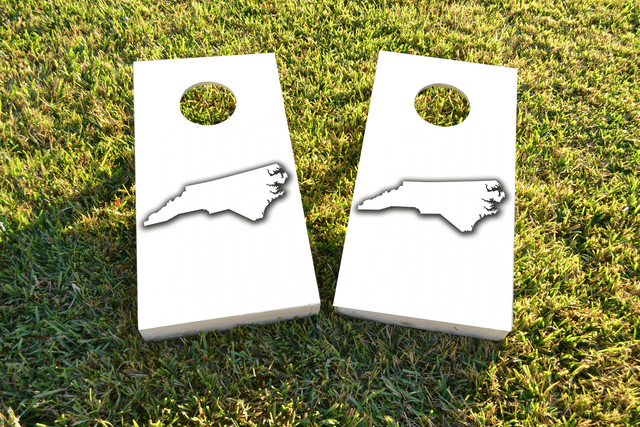 White North Carolina Themed Custom Cornhole Board Design