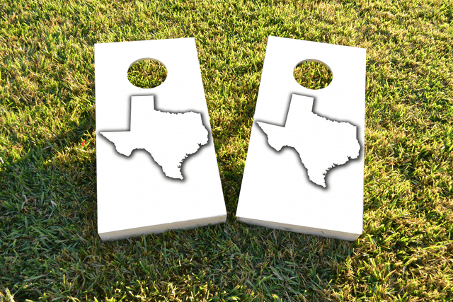 White Texas Themed Custom Cornhole Board Design