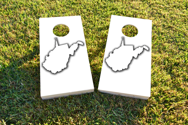 White West Virginia Themed Custom Cornhole Board Design