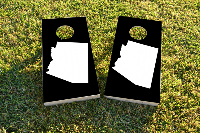 Black Arizona Themed Custom Cornhole Board Design