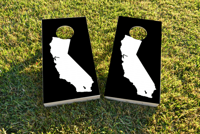 Black California Themed Custom Cornhole Board Design