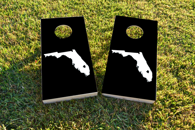 Black Florida Themed Custom Cornhole Board Design
