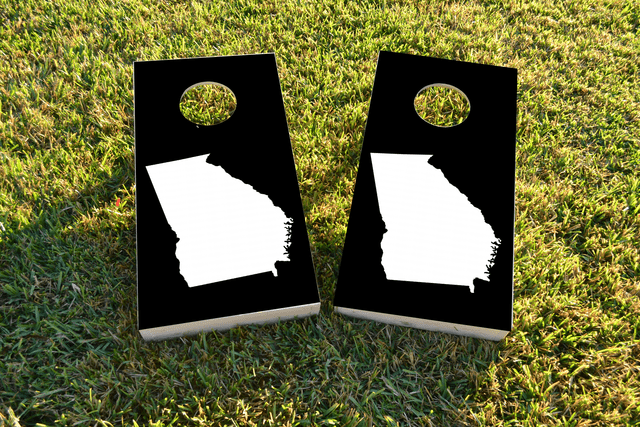 Black Georgia Themed Custom Cornhole Board Design