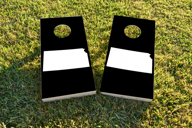 Black Kansas Themed Custom Cornhole Board Design