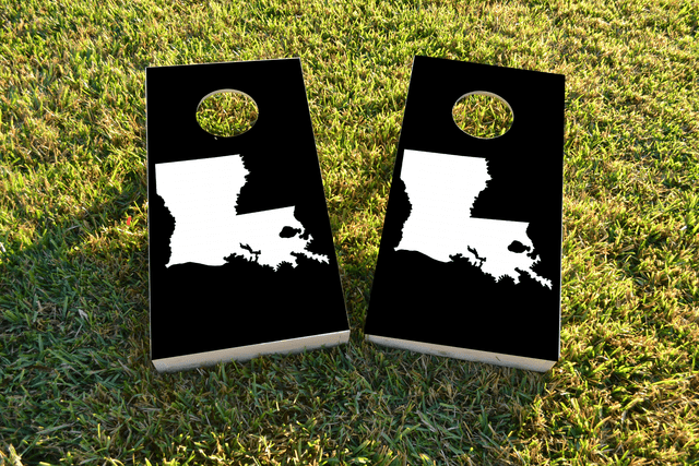 Black Louisiana Themed Custom Cornhole Board Design