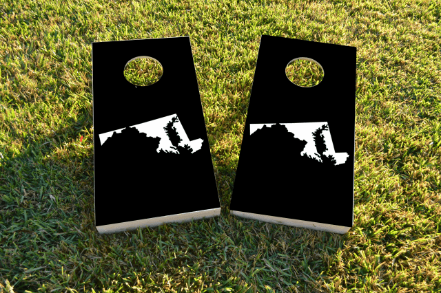 Black Maryland Themed Custom Cornhole Board Design