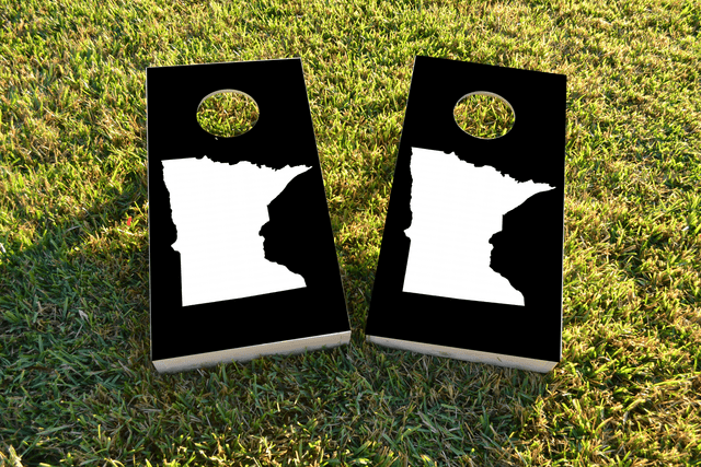 Black Minnesota Themed Custom Cornhole Board Design