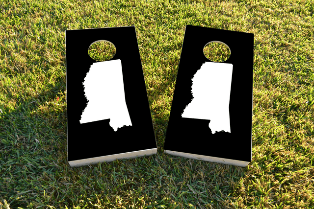 Black Mississippi Themed Custom Cornhole Board Design