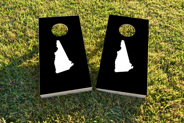 Black New Hampshire Themed Custom Cornhole Board Design