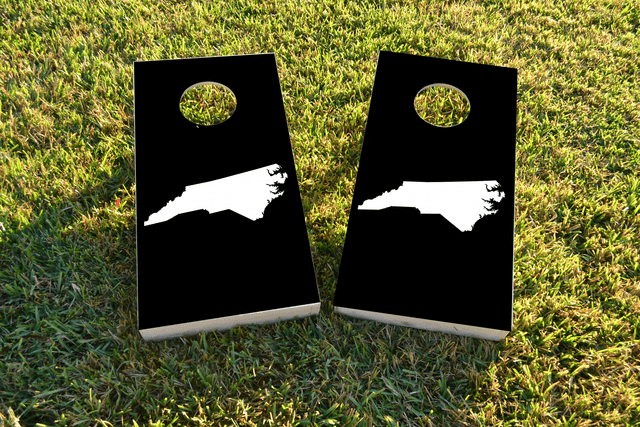 Black North Carolina Themed Custom Cornhole Board Design