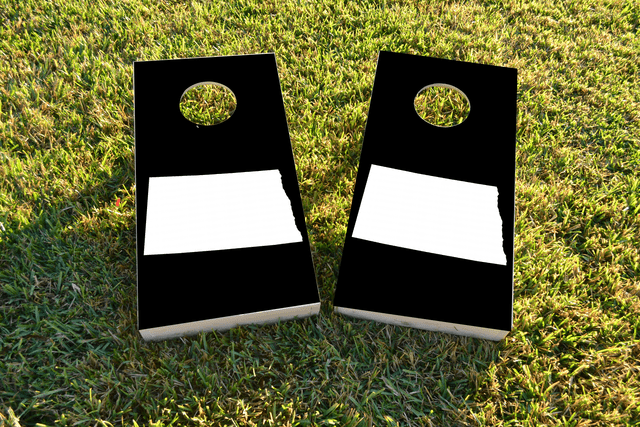 Black North Dakot Themed Custom Cornhole Board Design