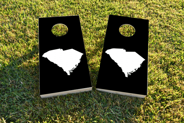 Black South Carolina Themed Custom Cornhole Board Design