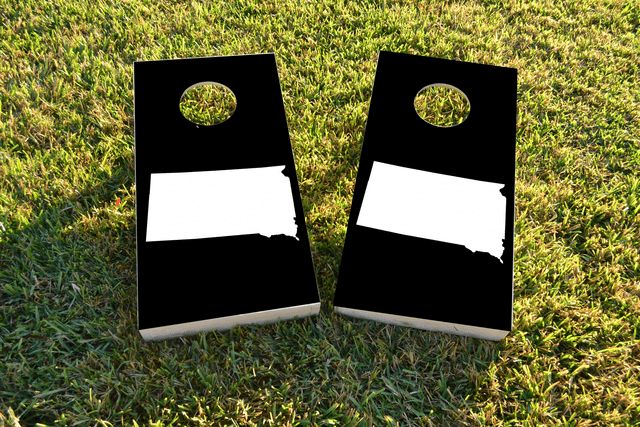 Black South Dakota Themed Custom Cornhole Board Design