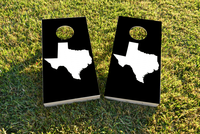 Black Texas Themed Custom Cornhole Board Design