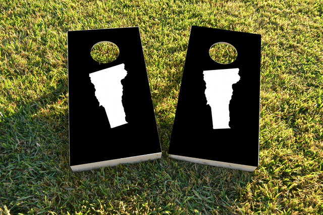 Black Vermont Themed Custom Cornhole Board Design