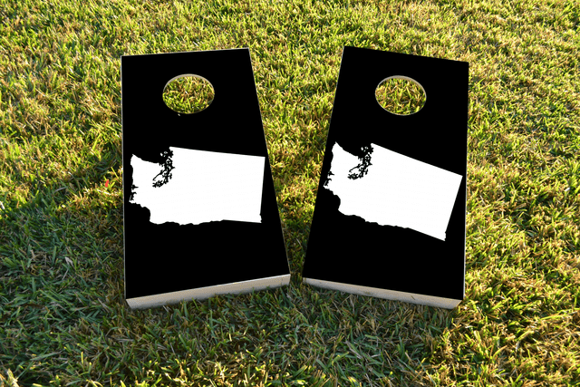 Black Washington Themed Custom Cornhole Board Design