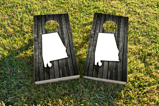 Wood Slat (Alabama) Themed Custom Cornhole Board Design