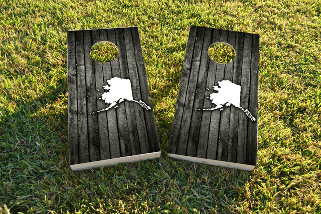 Wood Slat (Alaska) Themed Custom Cornhole Board Design