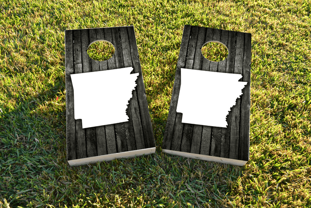 Wood Slat (Arkansas) Themed Custom Cornhole Board Design