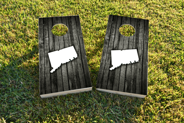 Wood Slat (Connecticut) Themed Custom Cornhole Board Design