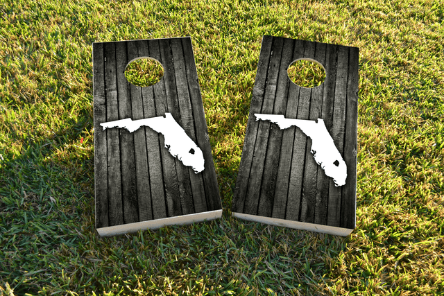 Wood Slat (Florida) Themed Custom Cornhole Board Design