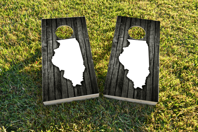 Wood Slat (Illinois) Themed Custom Cornhole Board Design