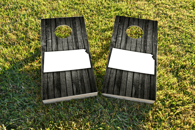 Wood Slat State (Kansas) Themed Custom Cornhole Board Design