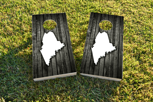 Wood Slat State (Maine) Themed Custom Cornhole Board Design