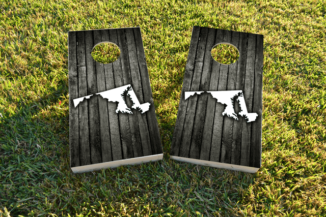 Wood Slat State (Maryland) Themed Custom Cornhole Board Design