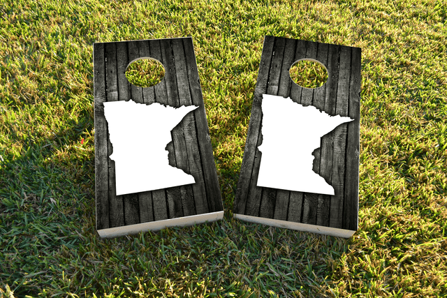 Wood Slat State (Minnesota) Themed Custom Cornhole Board Design