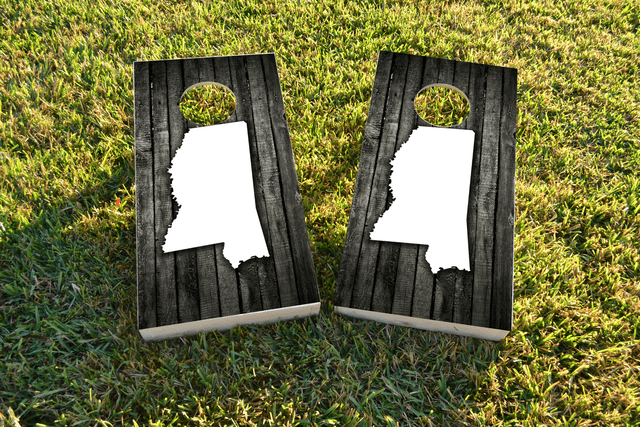 Wood Slat State (Mississippi) Themed Custom Cornhole Board Design