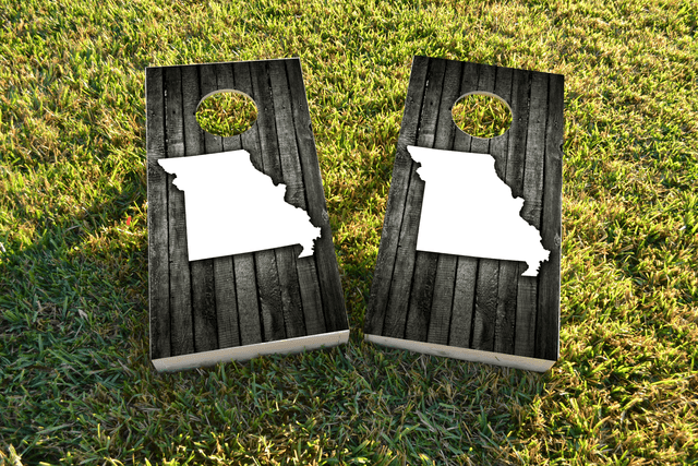 Wood Slat State (Missouri) Themed Custom Cornhole Board Design