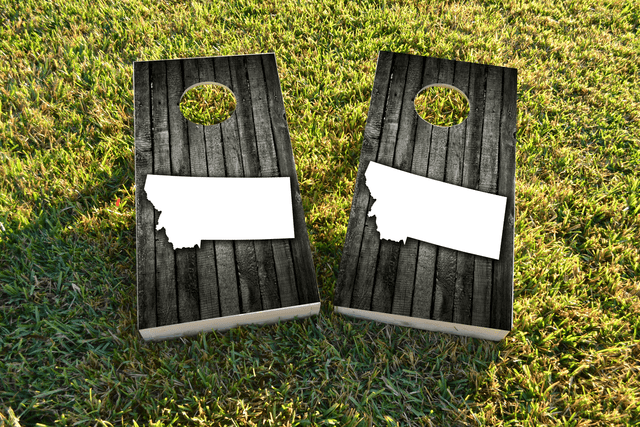 Wood Slat State (Montana) Themed Custom Cornhole Board Design