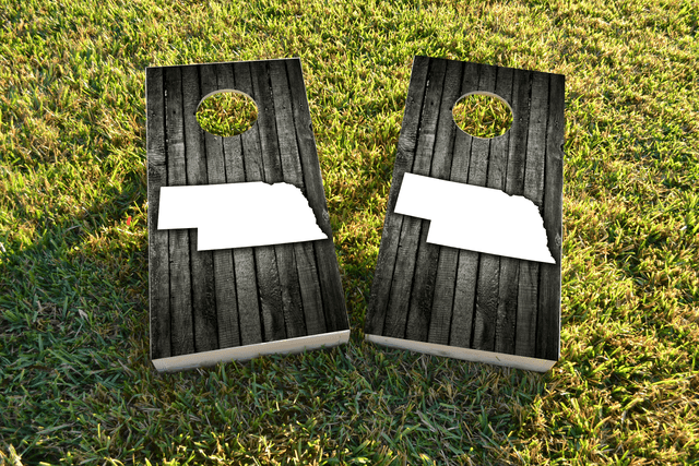 Wood Slat State (Nebraska) Themed Custom Cornhole Board Design