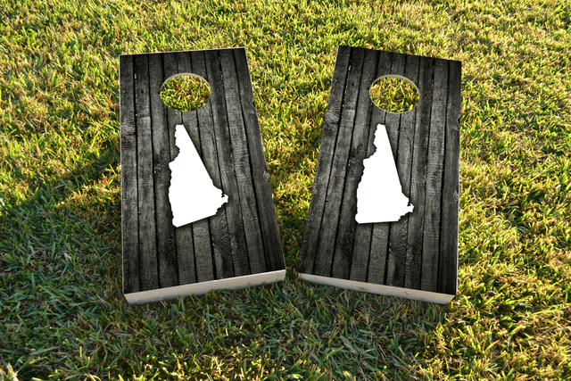 Wood Slat State (New Hampshire) Themed Custom Cornhole Board Design