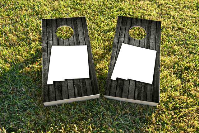 Wood Slat State (New Mexico) Themed Custom Cornhole Board Design