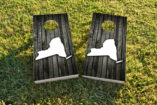 Wood Slat State (New York) Themed Custom Cornhole Board Design