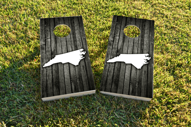 Wood Slat State (North Carolina) Themed Custom Cornhole Board Design