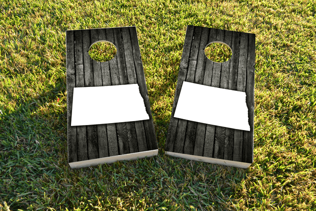 Wood Slat State (North Dakota) Themed Custom Cornhole Board Design