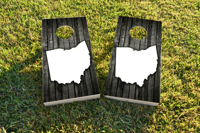 Wood Slat State (Ohio) Themed Custom Cornhole Board Design