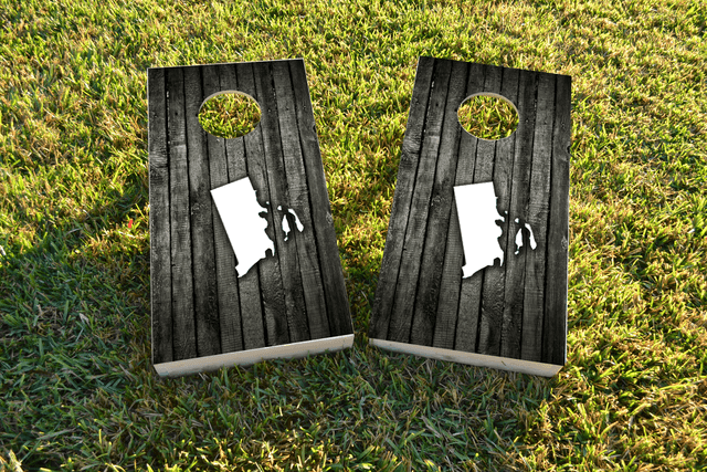 Wood Slat State (Rhode Island) Themed Custom Cornhole Board Design